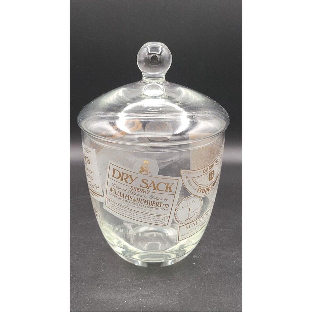 MCM Glass Ice Bucket Pail Liquor Scotch Whiskey Julius Wile NYC Vtg Barware MINT